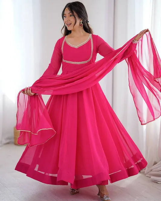 Pink Georgette Anarkali Suit